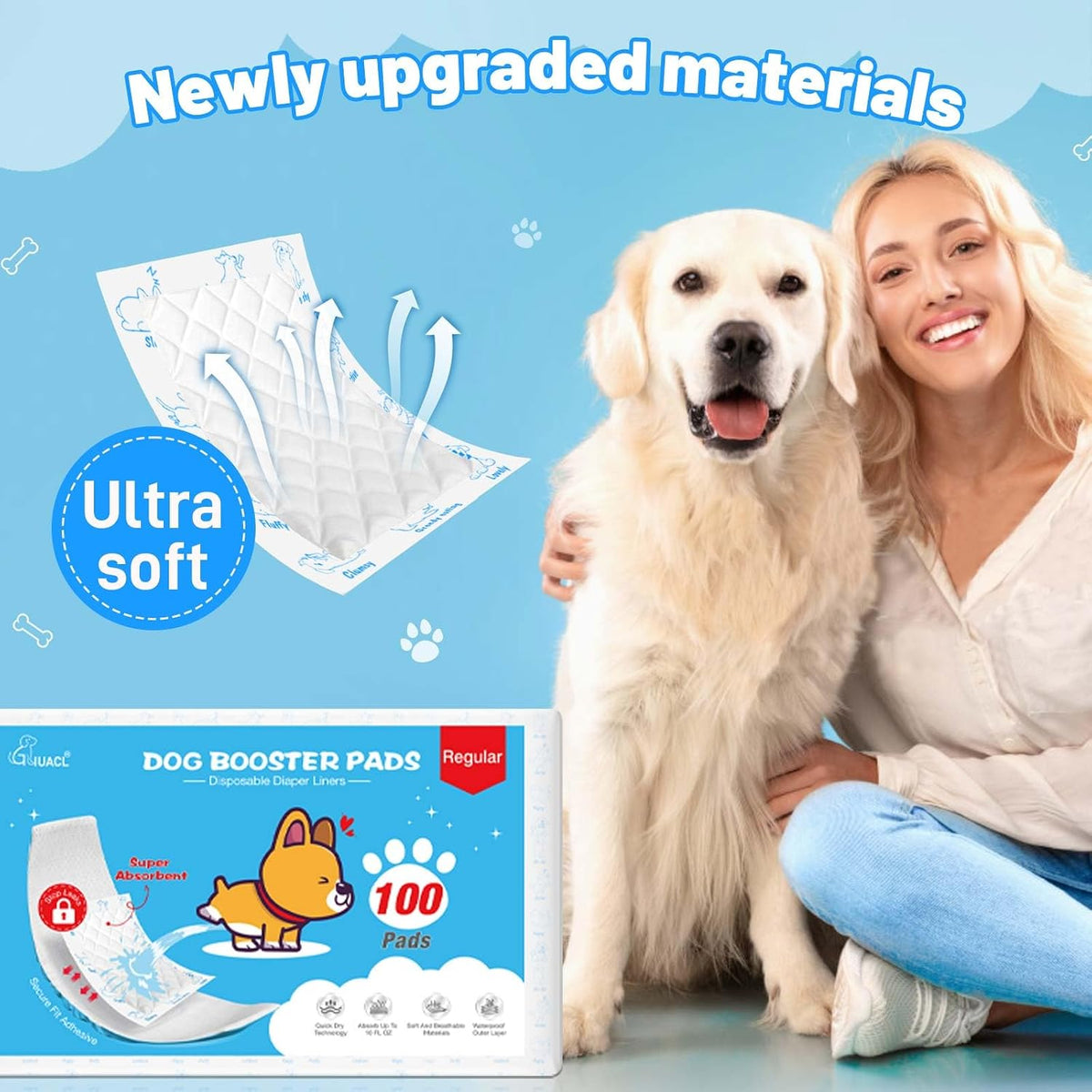 Dog Diaper Liners for Dog Diapers Male and Female 150ct Super Absorption Disposable Booster Pads for Most Reusable Pet Belly Bands, Washable Puppy Diapers Wraps - Image 4