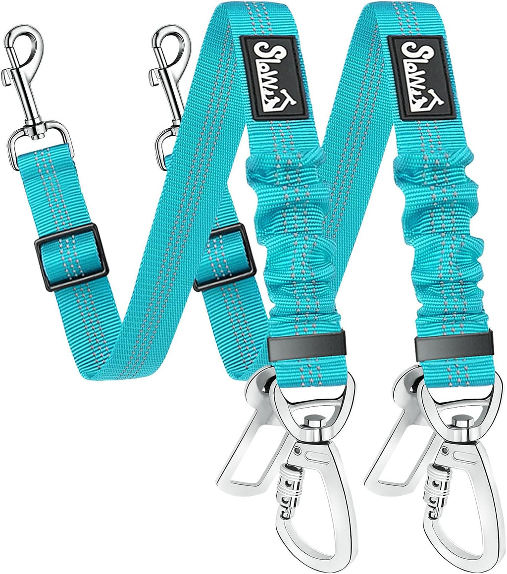 SlowTon Dog Seatbelt, 2 Pack Dog Seat Belt Car Leash Adjustable Elastic Bungee Buffer Heavy Duty Nylon Reflective Pet Safety Tether Connect to Dog Harness for Travel Riding in Vehicle (Daul Clip, B) - Image 13
