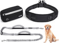 Pecute heavy duty hands free dog leash front view showing black waist belt and pouch