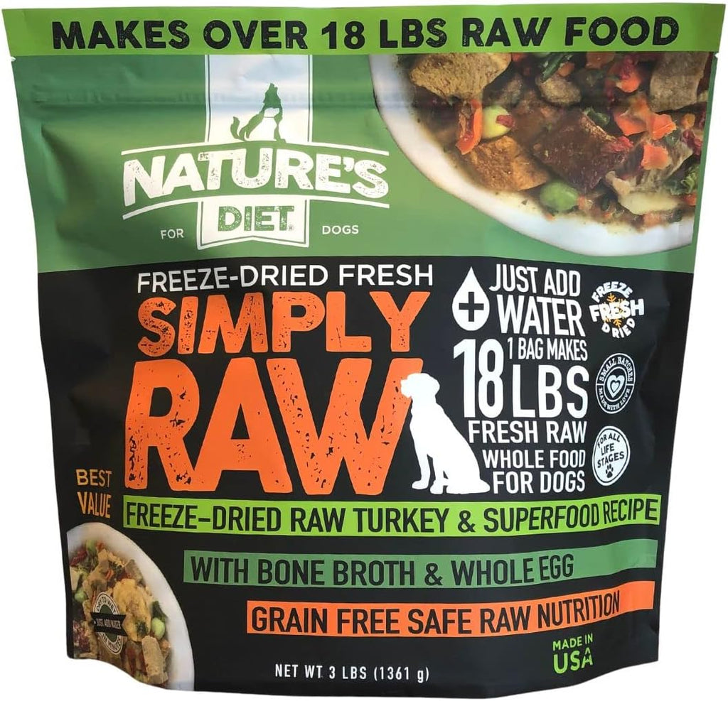 Nature's Diet Simply Raw dog food bag back panel layout
