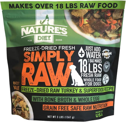 Nature's Diet Simply Raw dog food bag back panel layout