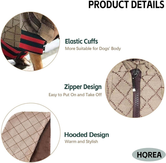 Monogram pattern detail on hqrea dog jacket