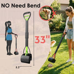 Ergonomic handle grip of the 33 inch long dog poop picker tool close up view