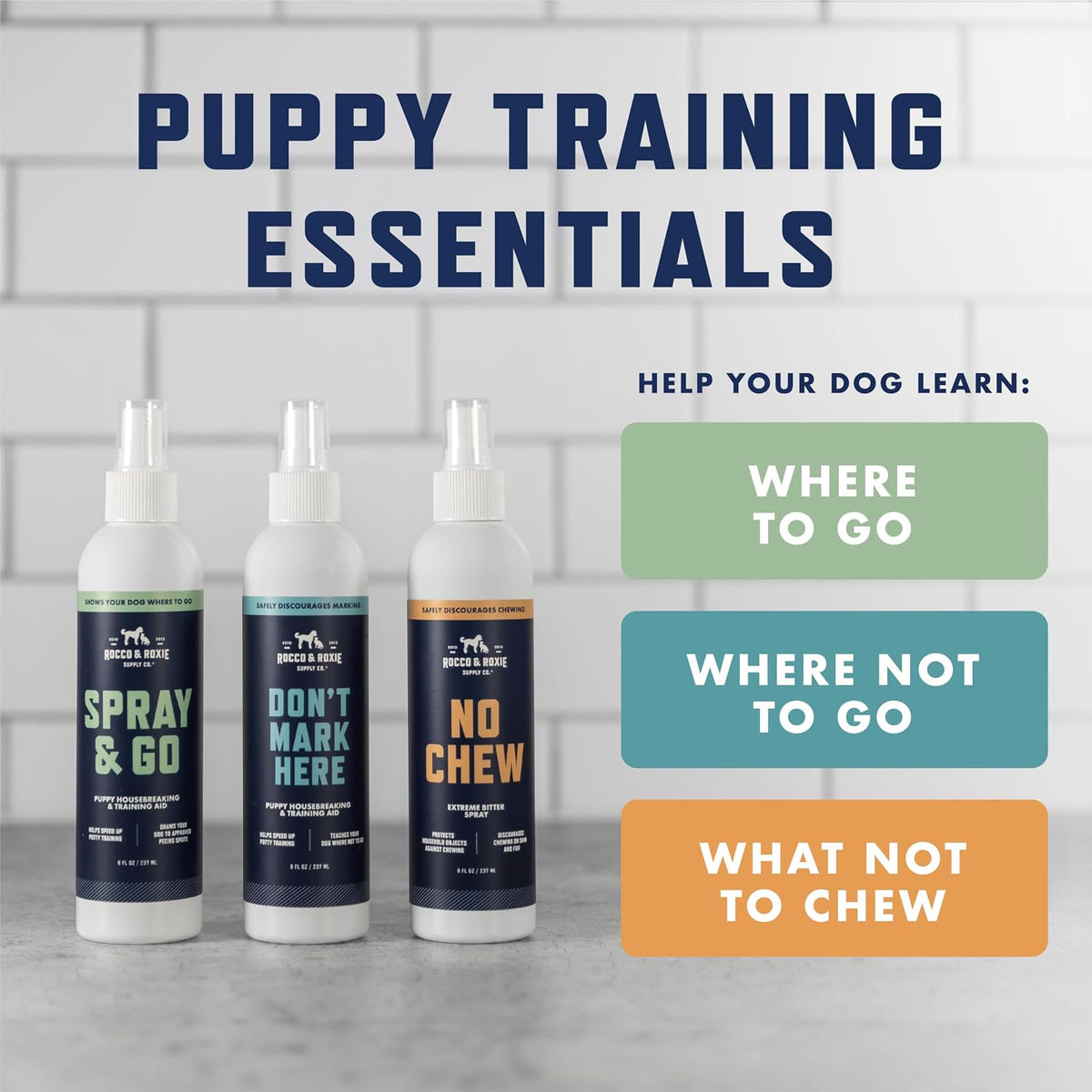 Rocco & Roxie behavior aid for housebreaking back label
