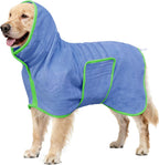 Size measurement guide diagram for the green large fast drying dog coat