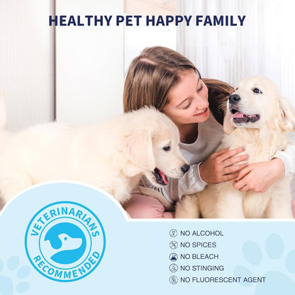 Indian pet parent safely wiping tear stains off a puppy using Jiashuiwin wipes.