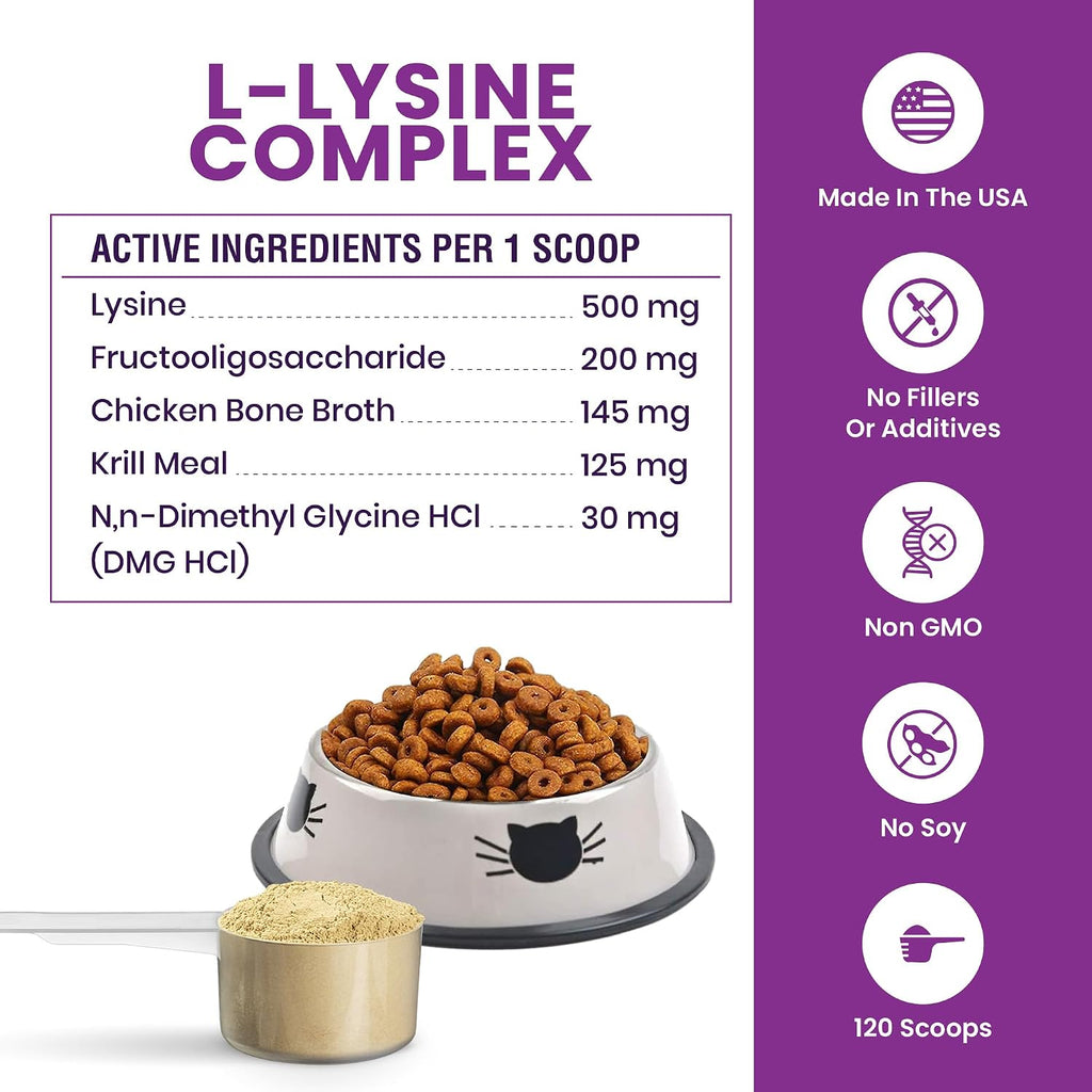 Scoopable lysine powder for cat respiratory health