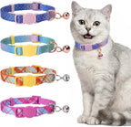 4 Pack Kitten Collars, Breakaway Kitten Collar with Bell, Floral - Image 14