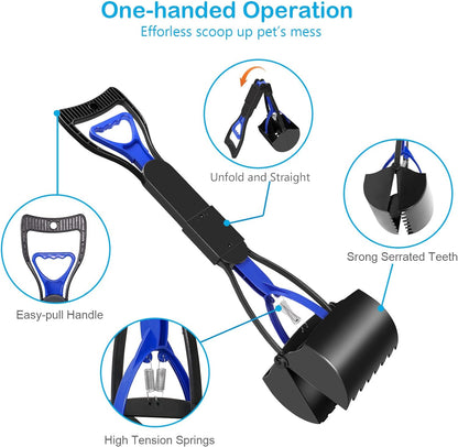 UPSKY dog poop scooper dual stainless steel springs close up showing heavy-duty tension mechanism