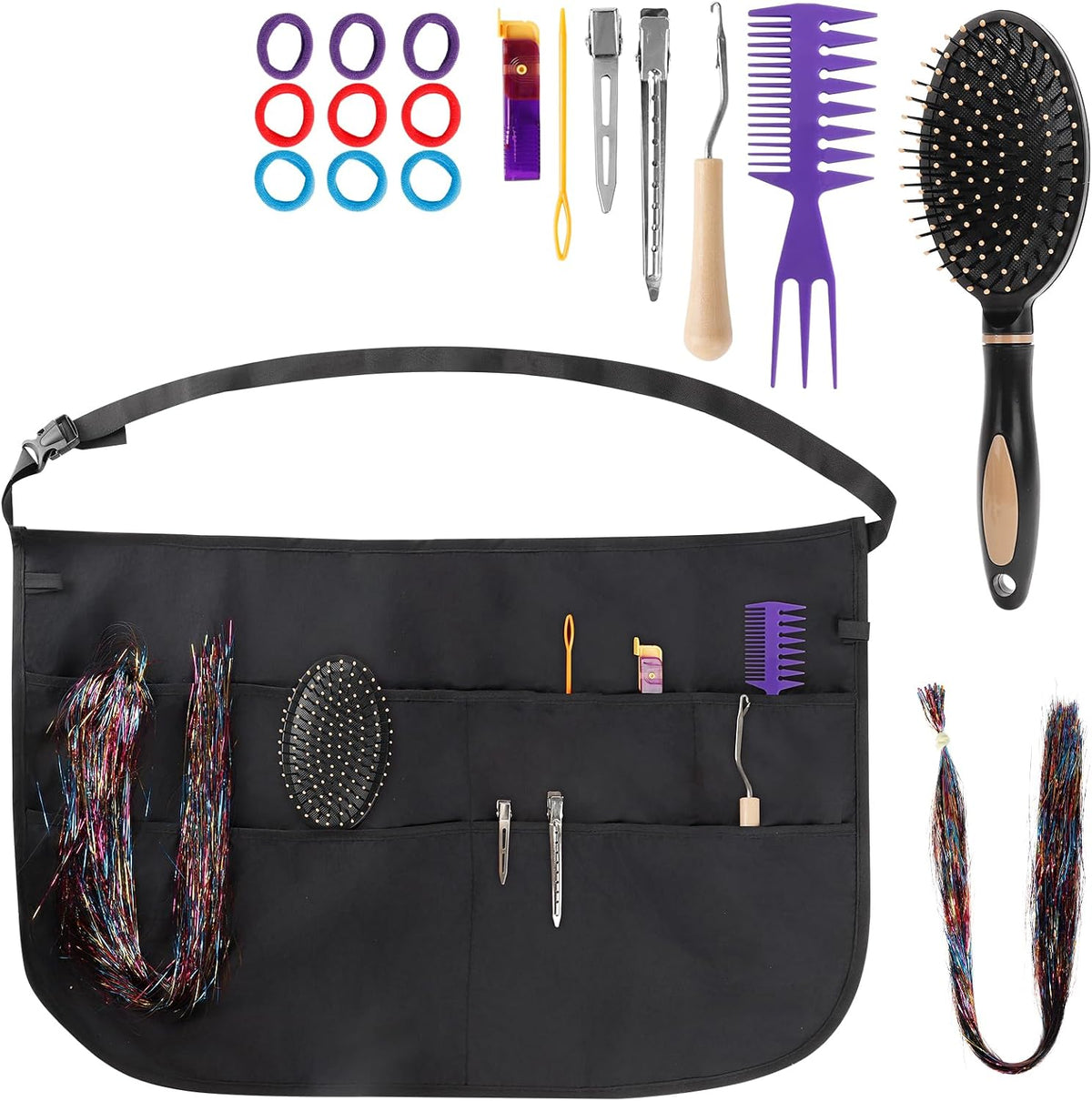 AHE horse braiding kit front view with grooming tools