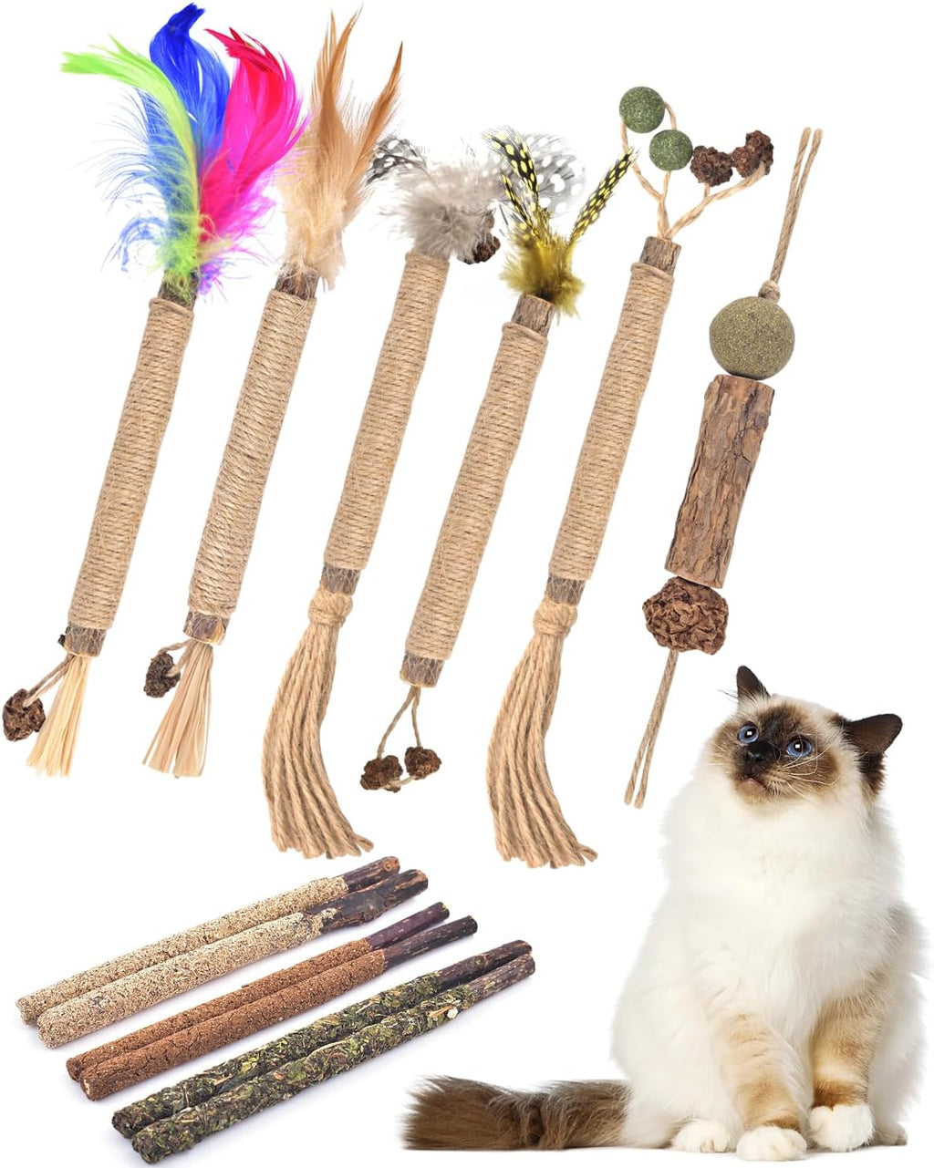 TINDTOP Silvervine Chew Sticks for Cats, 10 Pack Natural Catnip Chew Toys | for Kittens Teeth Cleaning, Matatabi Dental Care, Increase Appetite, Calm Cat Anxiety and Stress, Aggressive Chewers Toy - Image 9