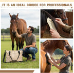 Abbylike hard and soft horse grooming brushes demonstrating ergonomic grip design for stable owners.