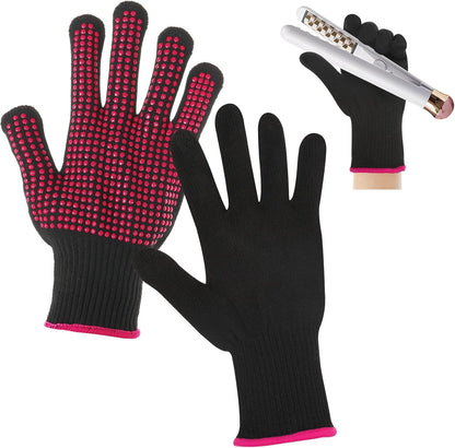 Dimeho heat resistant gloves front view showing black cotton fabric with specialized raised silicone bumps.
