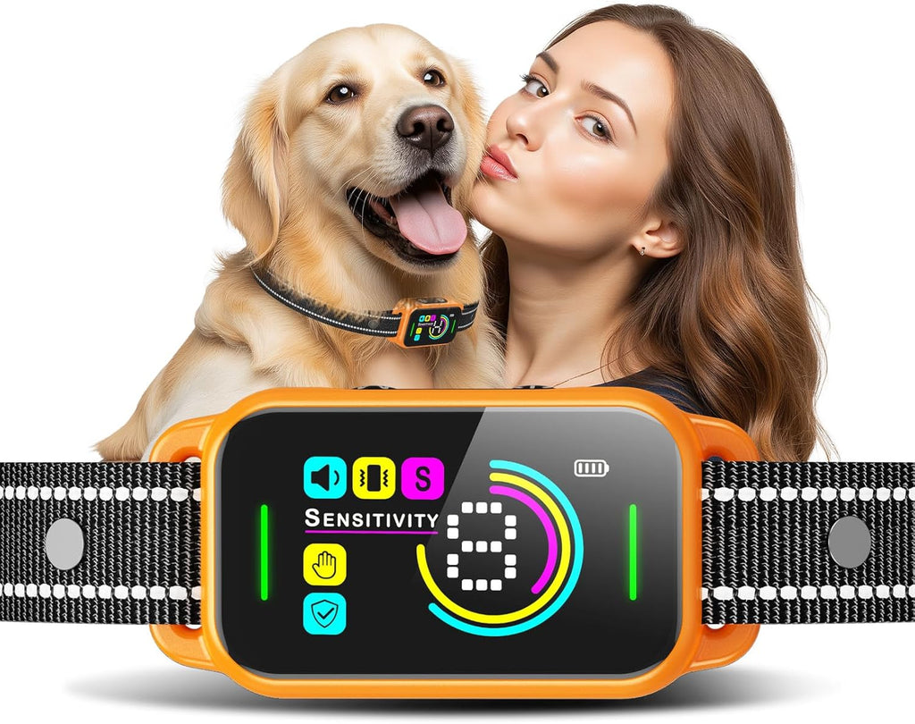 Dinjoo pet training collar showing USB charging port