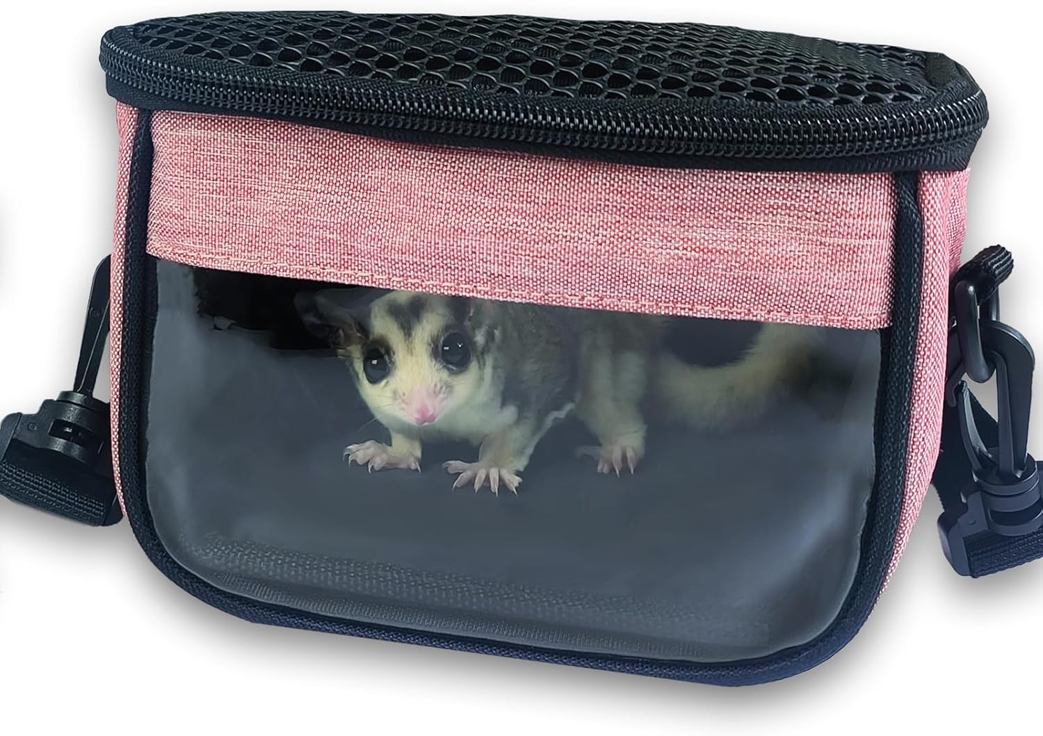 Small Pet Carrier Bag - Single - Shoulder Outdoor Carrier for Hamsters, Sugar Gliders & Flying Squirrels Portable Small Pet Travel Bag (Pink) - Image 1