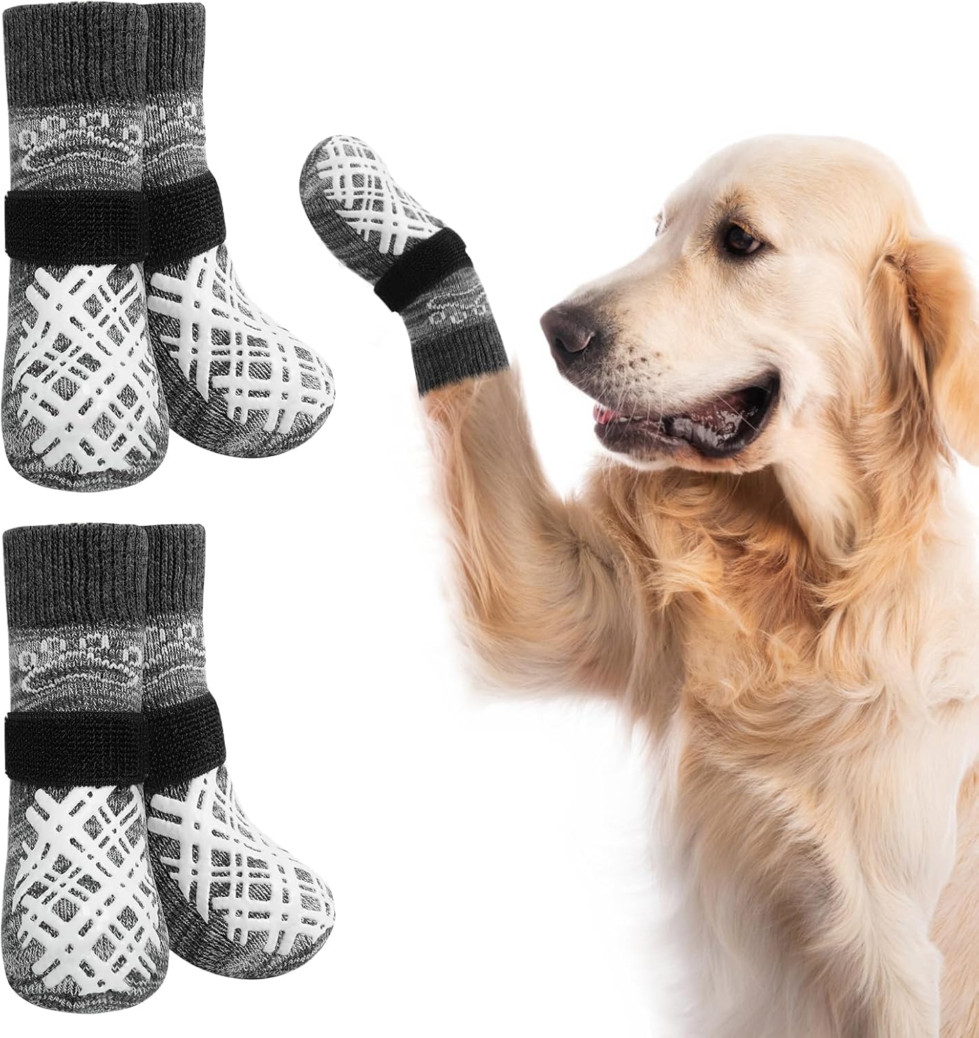 BEAUTYZOO Dog Socks to Prevent Licking Paws -Dog Shoes for Hot Pavement & Hardwood Floors Anti Slip, Traction Control Boots & Paw Protectors with Double Side Grips for Small Medium Large Senior Dogs - Image 12