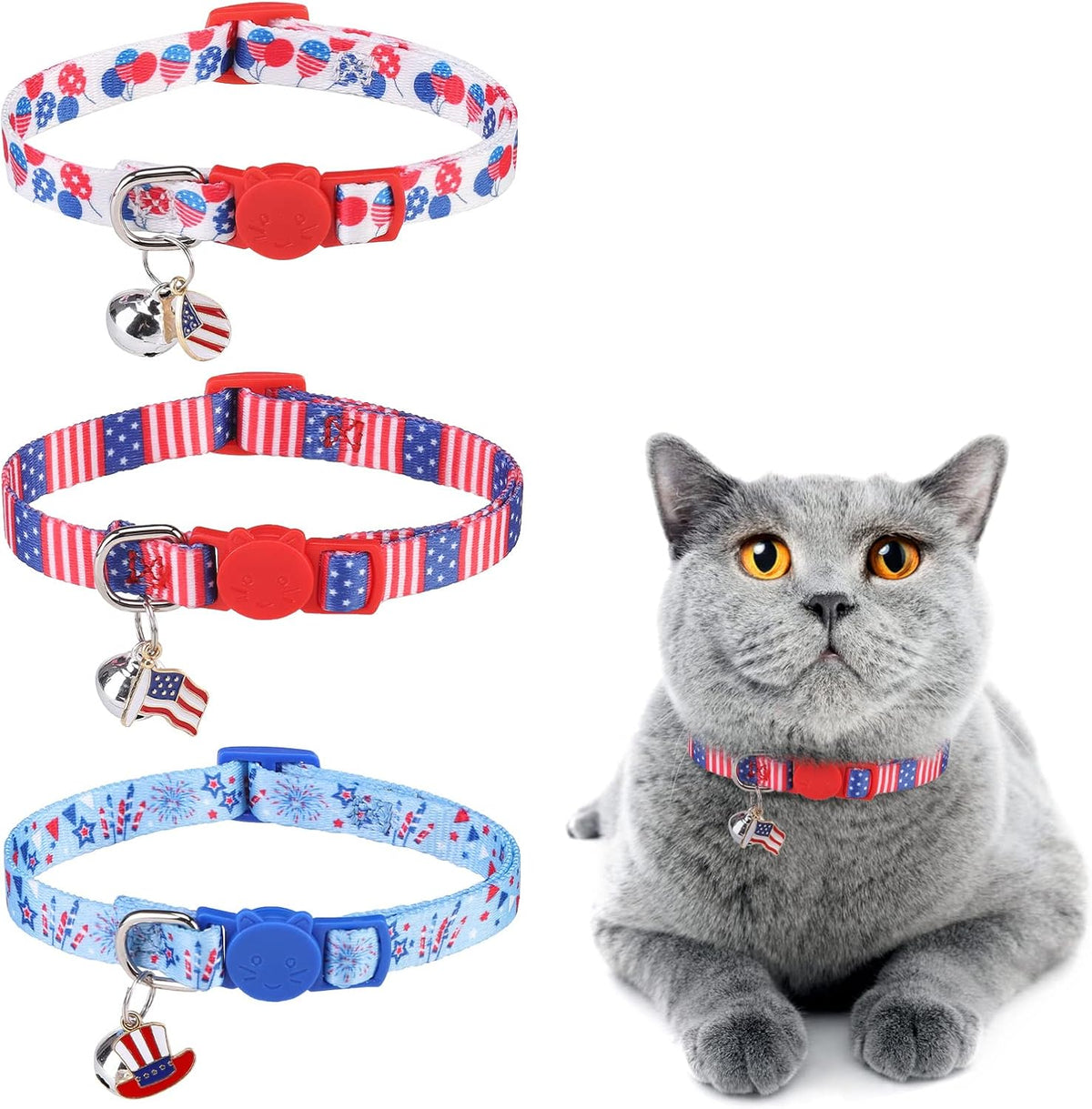 3 Pack Breakaway Cat Collars with Bell- Daisy Pendant Spring Cat Collar for Girl Boy Cats with Safety Buckle- Cute Kitten Collar Adjustable 8"-12" for Kitty Puppy Small Pets - Image 10