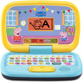VTech Peppa Pig Play Smart Laptop front view featuring the alphabet keyboard and active animated display screen.