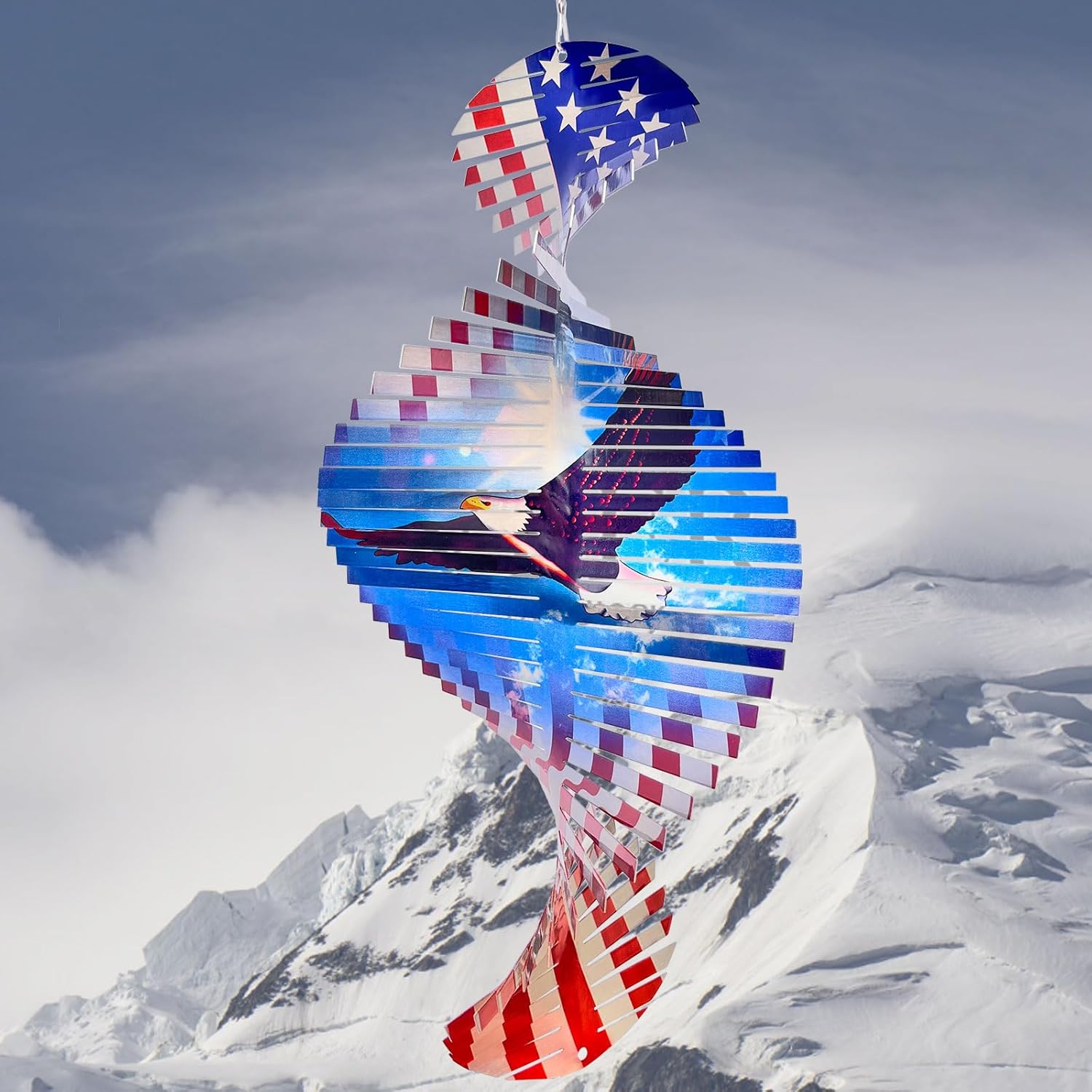 Aoedelyart 3D American Flag Eagle Wind Spinner front view