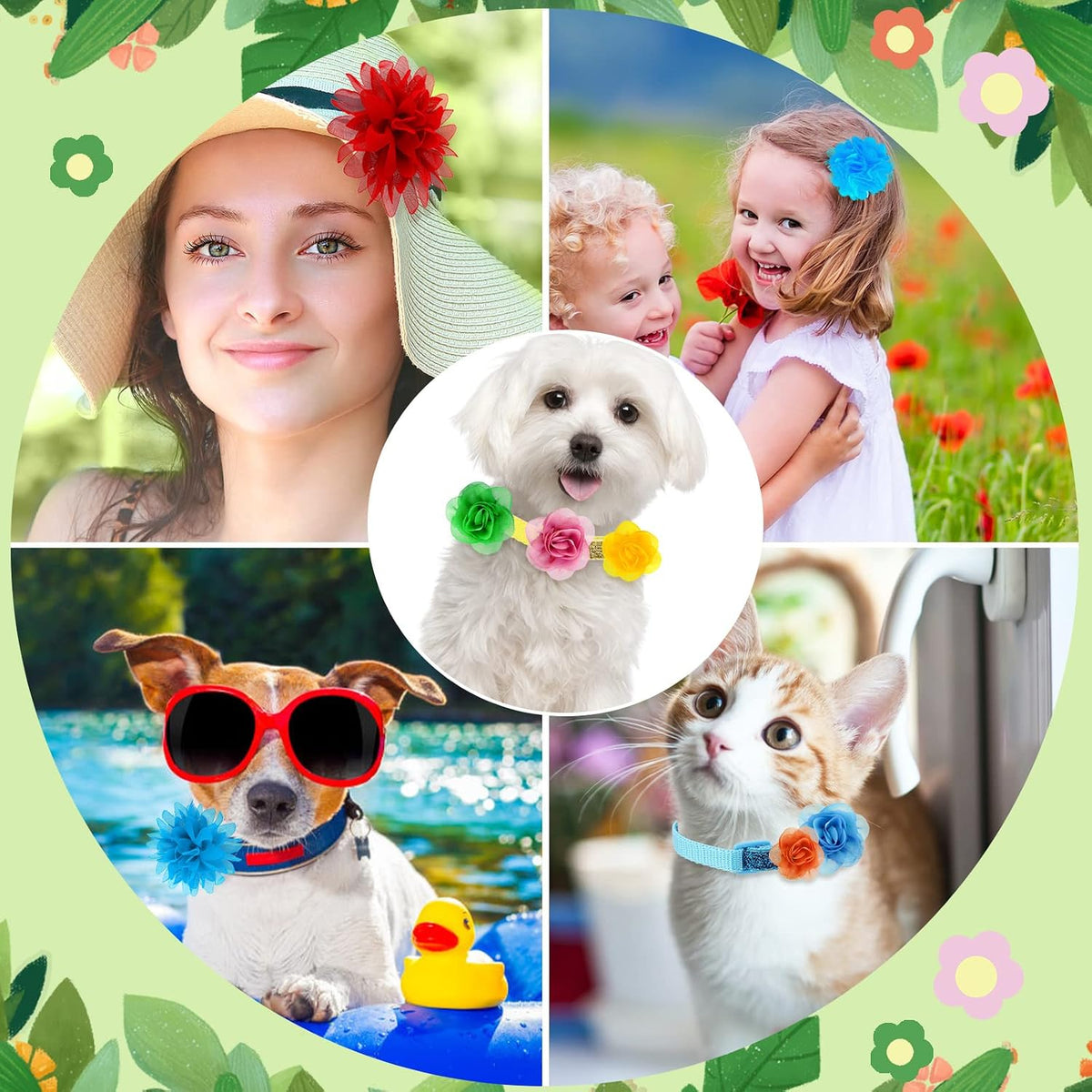 Saintrygo lightweight dog collar flower charms showing various sizes and styles