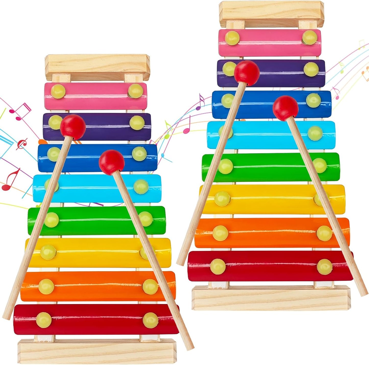 Xeehwb wooden xylophone for kids front view showing colorful musical keys.