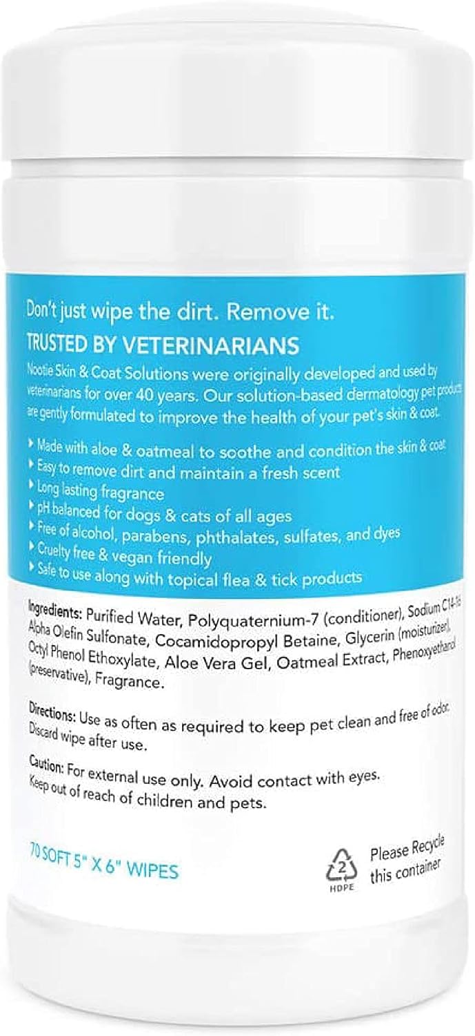 Nootie pet wipes container showing 70 count label