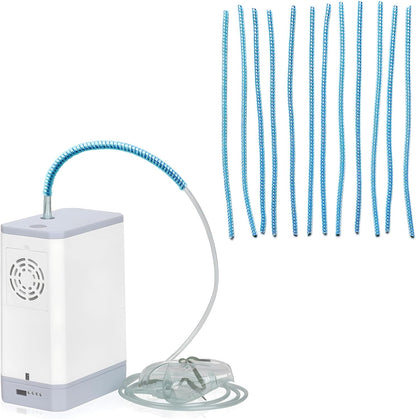 Apuozhi oxygen tubing support front view showing blue crimp straightener on hose