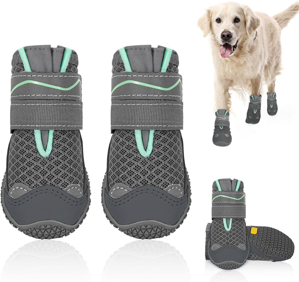 SlowTon Dog Shoes for Large Small Medium Dogs - Breathable Dog Boots for Summer Hot Pavement, Paw Protector for Outdoor Walking Winter Snow, Anti-Slip Rubber Dog Booties for Hardwood Floor (Green, 6) - Image 14