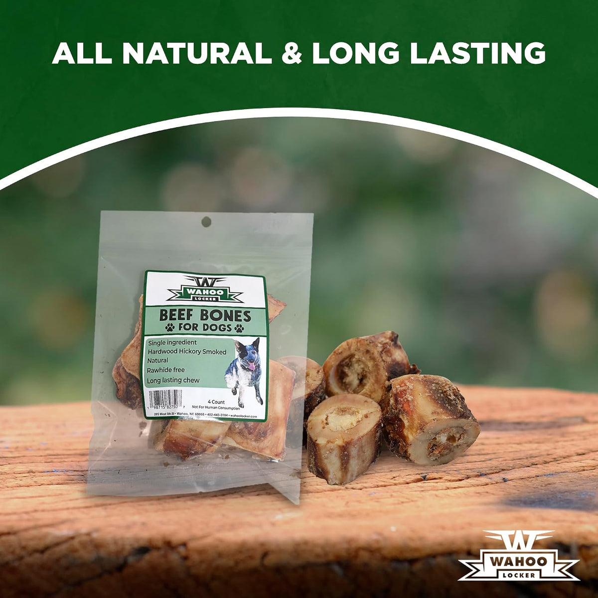 Wahoo Locker Smoked Beef Bones for Dogs, 1.5in, 4 Count - Image 9