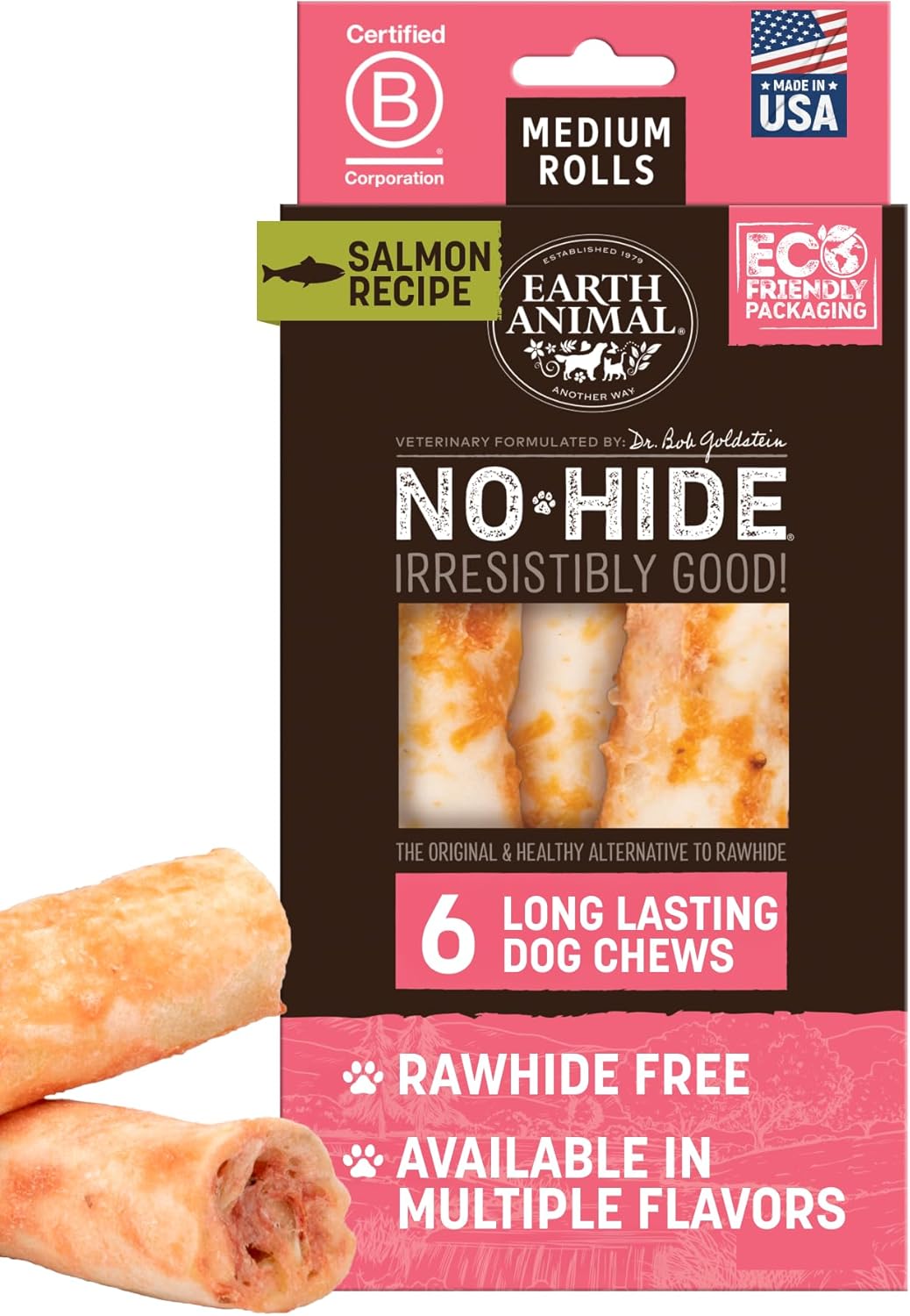 Earth Animal No Hide Chews - Long Lasting Rawhide Free Medium Dog Chews Rolls, Beef - 6 Count - Image 9