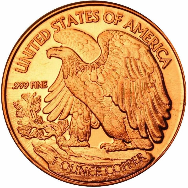 Unique Metals point nine nine nine fine copper round eagle reverse design close up detail