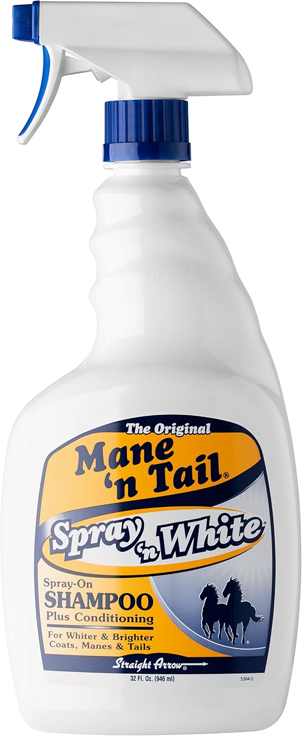 Mane 'n Tail conditioning spray on shampoo label instructions for light colored coats.