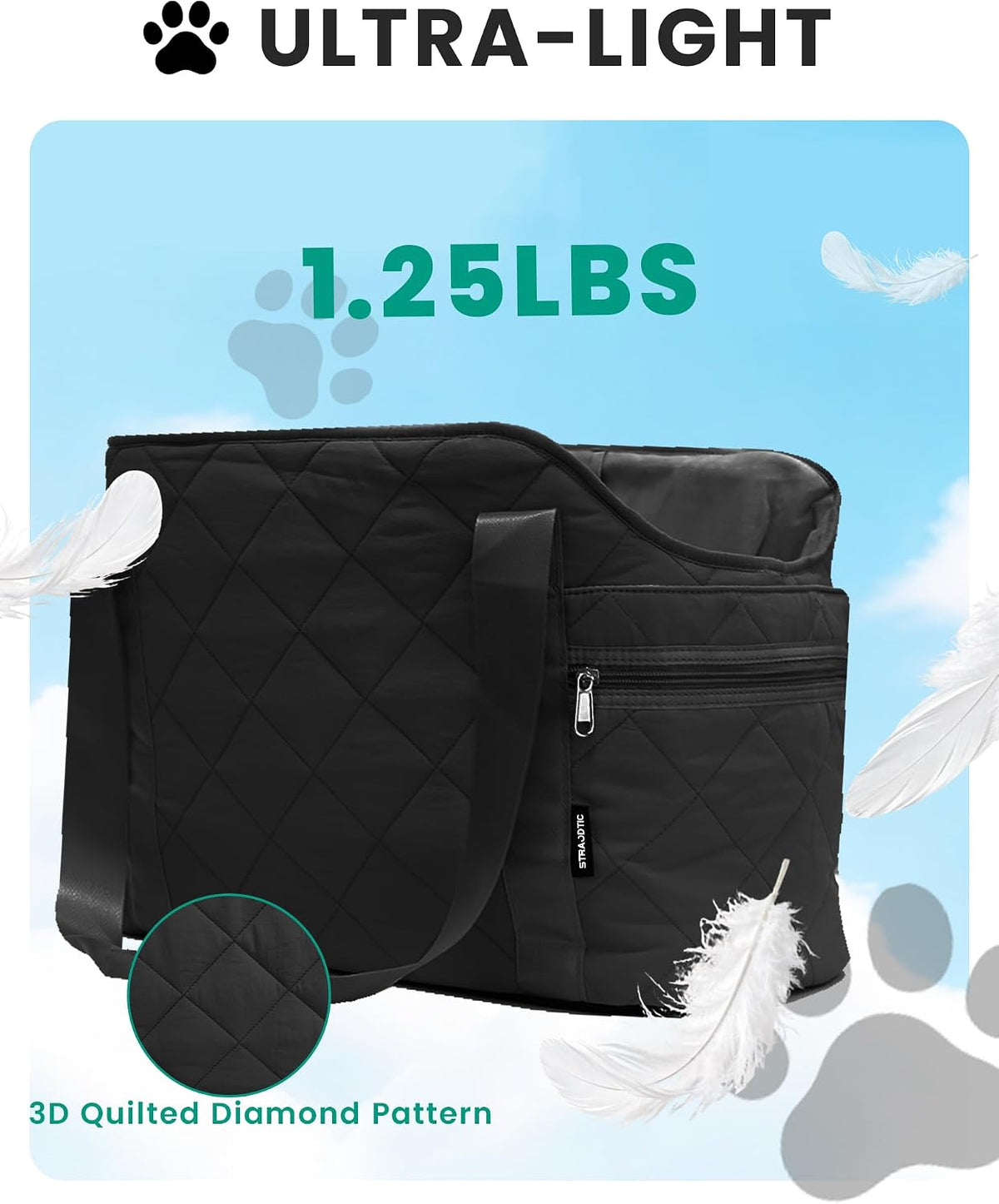 Straodtic pet carrier with 3D quilted diamond design pattern