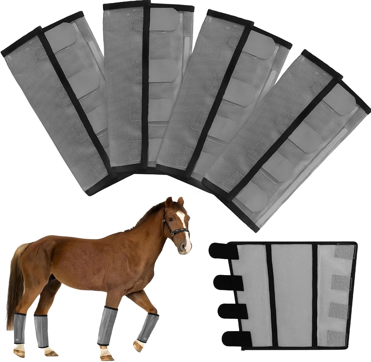 Mesh Horse Fly Boots Set of 4Adjustable and Universal Loose Fitting & Non-Slip Horse Fly Leggings for Horses,Reduce Stressful Stomping (Pink) - Image 10