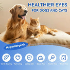 Fragrance-free pet grooming eye wipes highlighting the soothing aloe vera formula.
