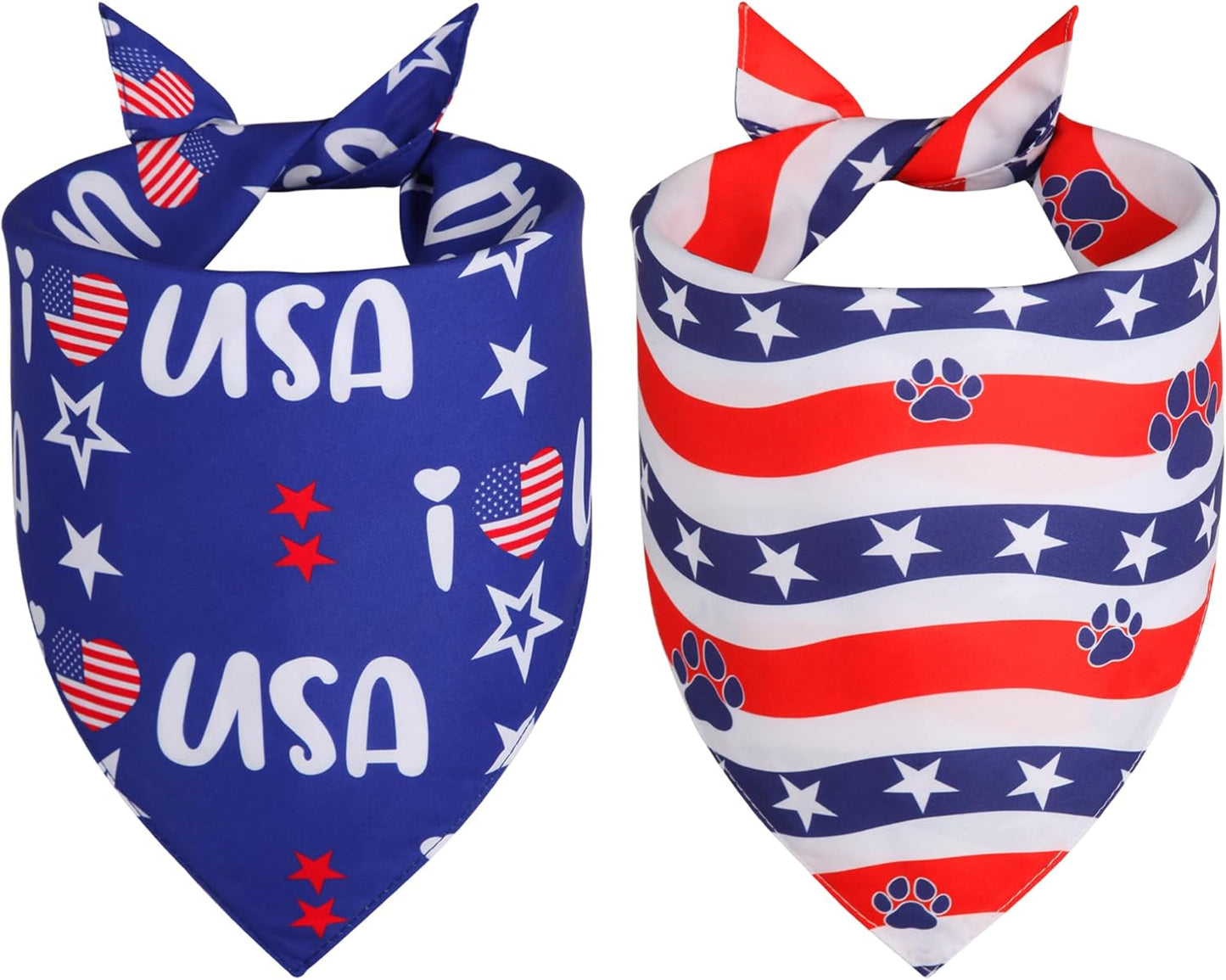 Woffbow 4th of July dog bandanas front view showing USA flag print