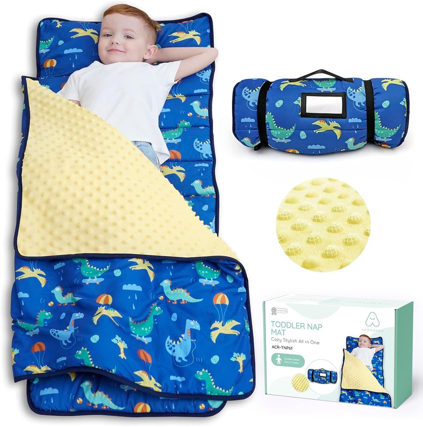 Acrabros toddler nap mat front view rolled up