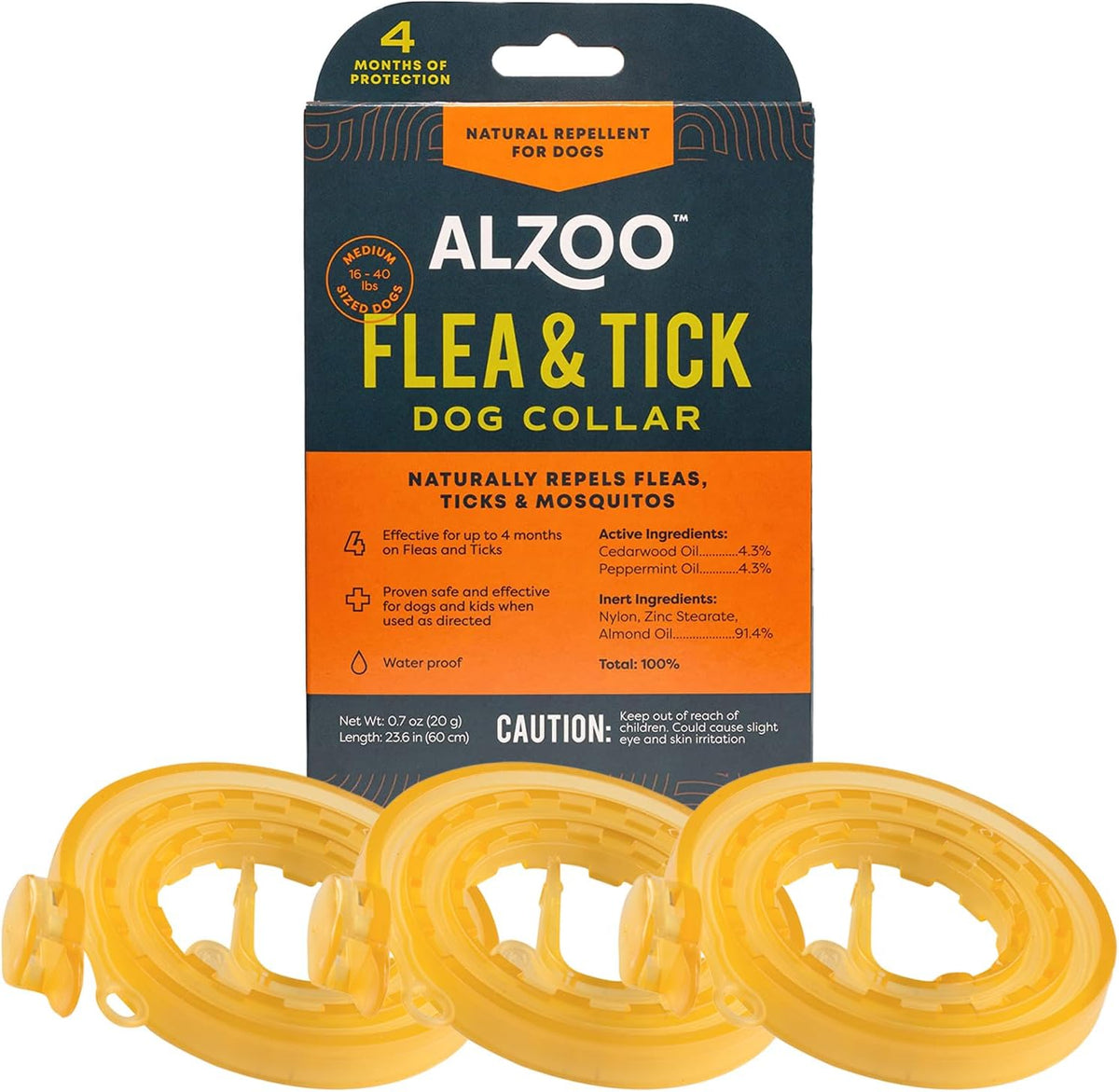 ALZOO Flea & Tick Dog Collar - Helps Repel Fleas, Ticks & Mosquitoes - 100% Plant-Based Active Ingredients - Waterproof - Up to 4 Months Protection - Medium-Sized Dogs: 16-40 lbs - Pack of 2 - Image 10