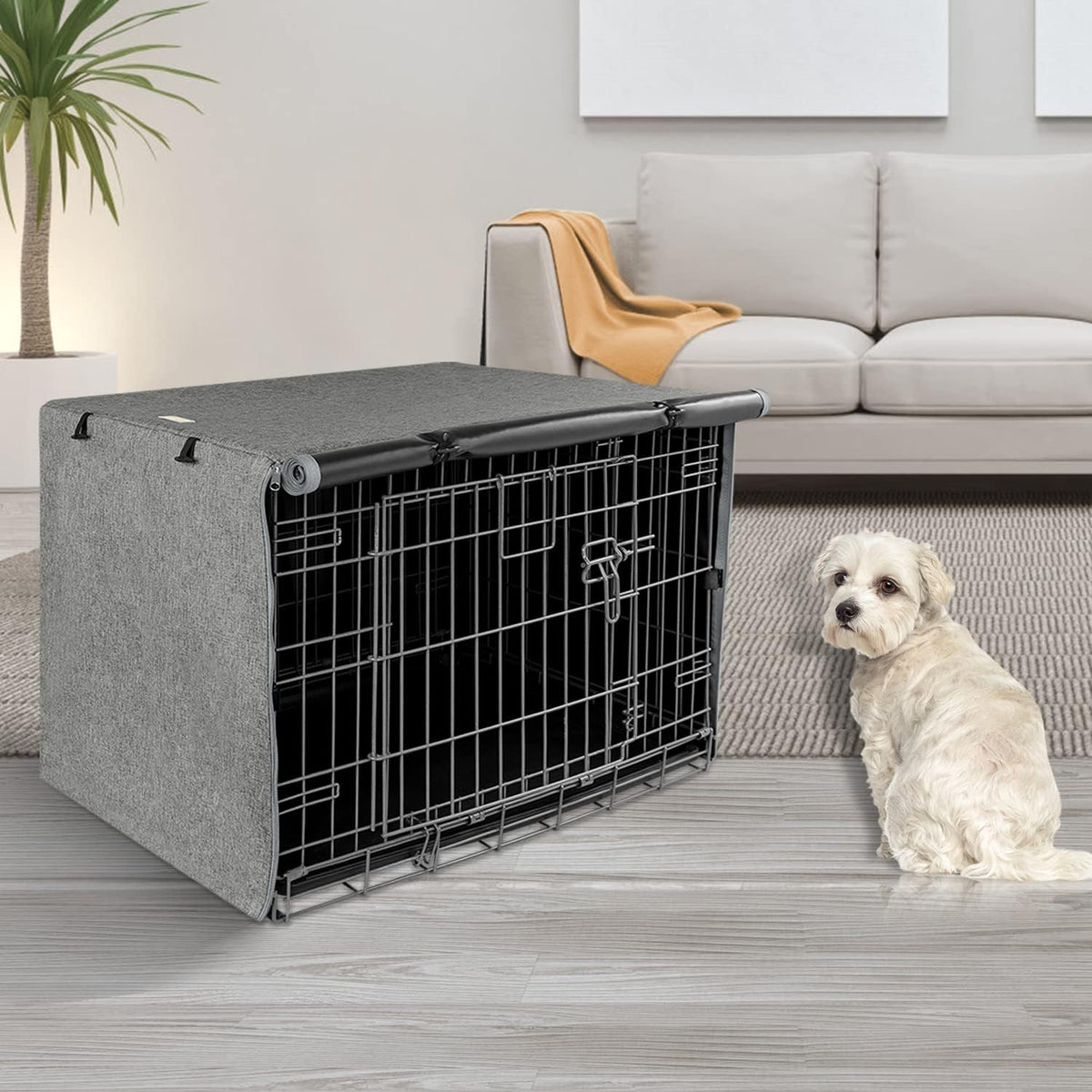 Seiyierr 24 inch dog crate cover velcro straps detail view