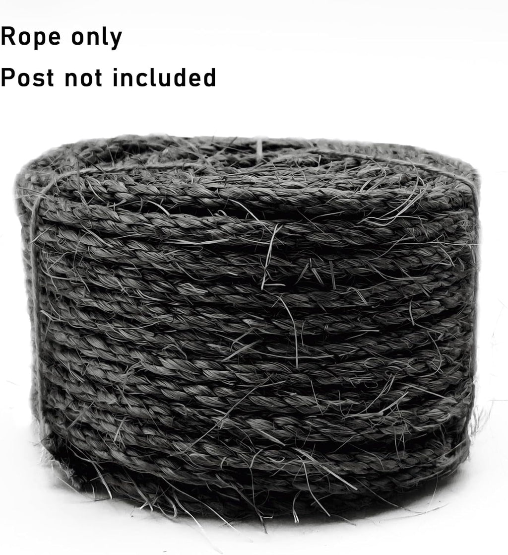 Side profile of solid black sisal cat tree replacement cord