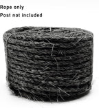 Side profile of solid black sisal cat tree replacement cord