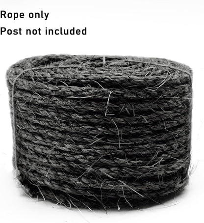 Side profile of solid black sisal cat tree replacement cord