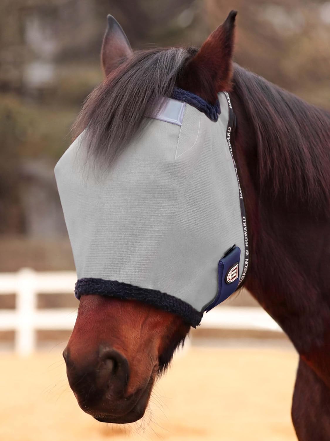 Harrison Howard Reinforced Horse Fly Mask with Mirror PVC Brow Support, Enhanced Eye Space, UV Protection Purple M - Image 12