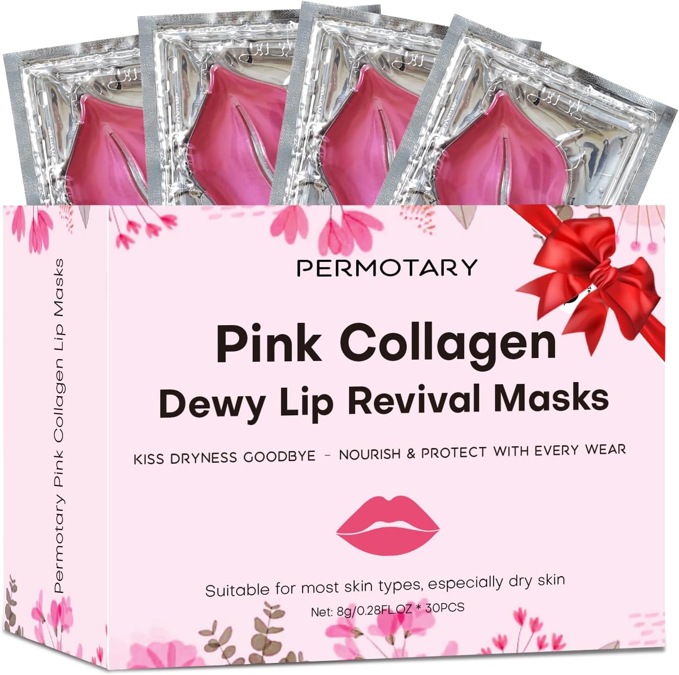 Permotary 30 pieces collagen lip mask set front packaging