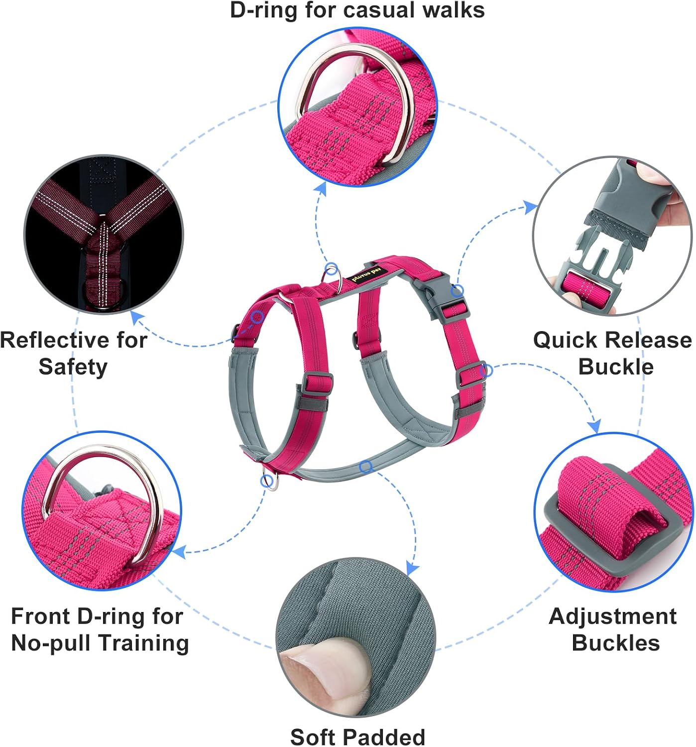 Plutus Pet heavy duty nylon pet vest with reflective straps side profile