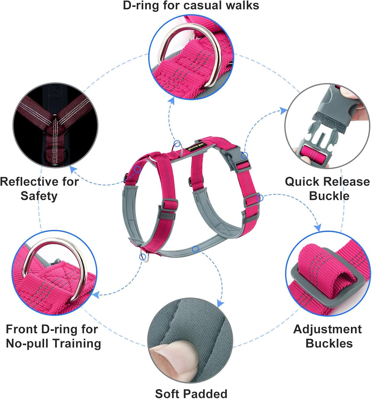 Plutus Pet heavy duty nylon pet vest with reflective straps side profile