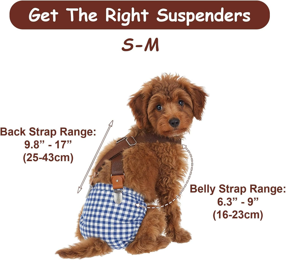 Elegaperma adjustable dog suspenders for male belly bands back view