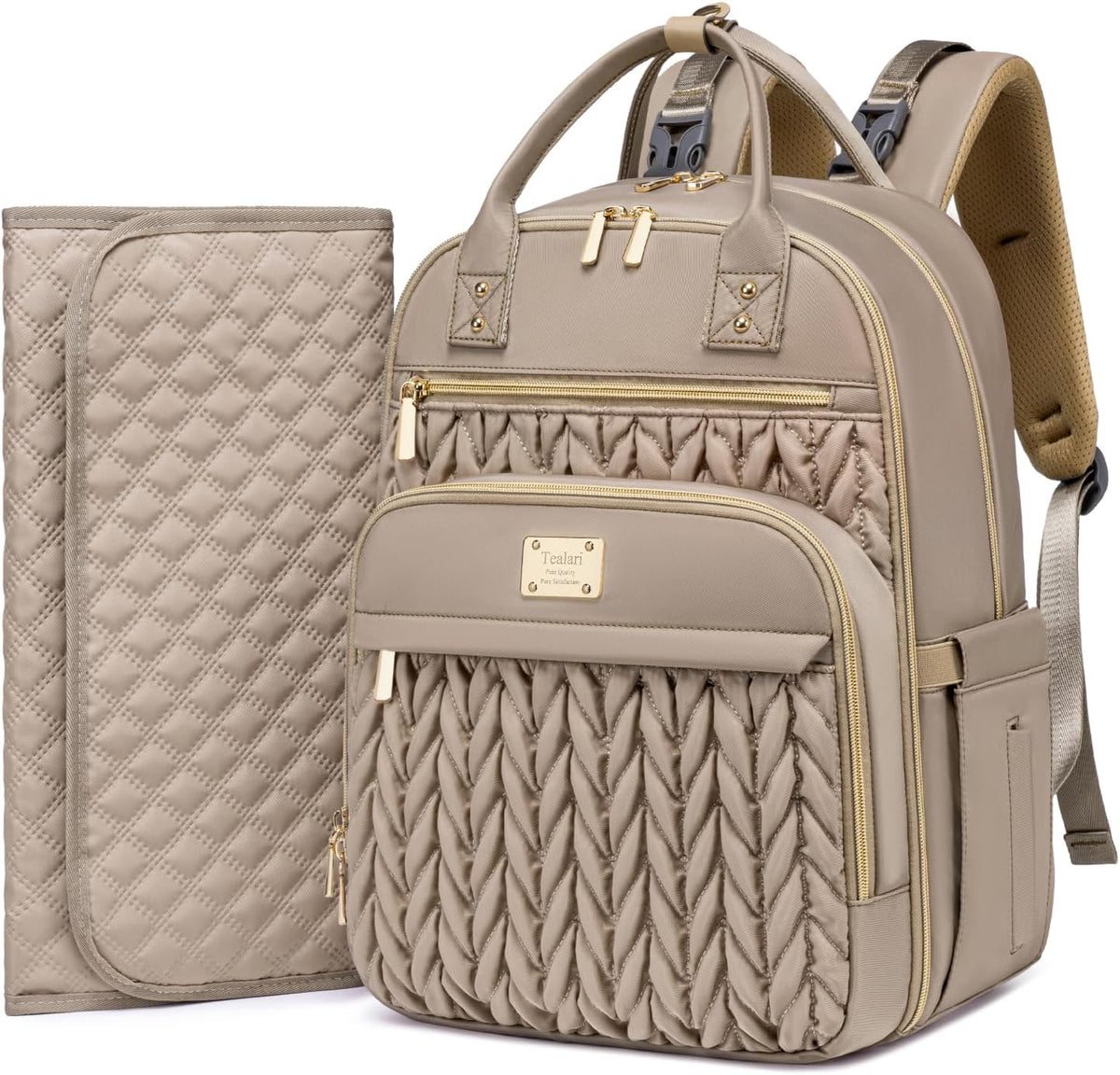 Tealari diaper bag backpack front view khaki