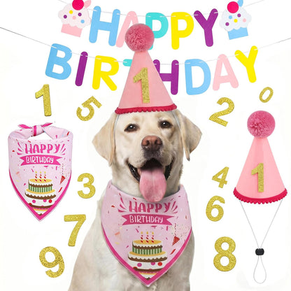Supet Dog Birthday Decorations for Small & Large Dogs, Dog Boy Girl Birthday Kit with Party Hat | Happy Birthday Banner & Bandana, 1st Birthday Party Set, Pet Birthday Party Supplies (Blue, S) - Image 9