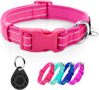 azuza Reflective Dog Collar,Soft Neoprene Padded Pet Collar with ID Tag Ring,Adjustable for Small Dogs,Hot Pink,S - Image 10